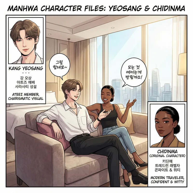 Kang Yeosang & African Girl in Manhwa Style Kang Yeosang & African Girl in Manhwa Style