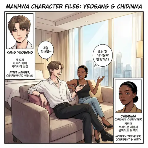 Kang Yeosang & African Girl in Manhwa Style