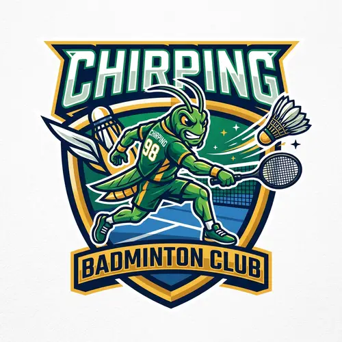 Cricket Playing Badminton Mascot Sports Logo