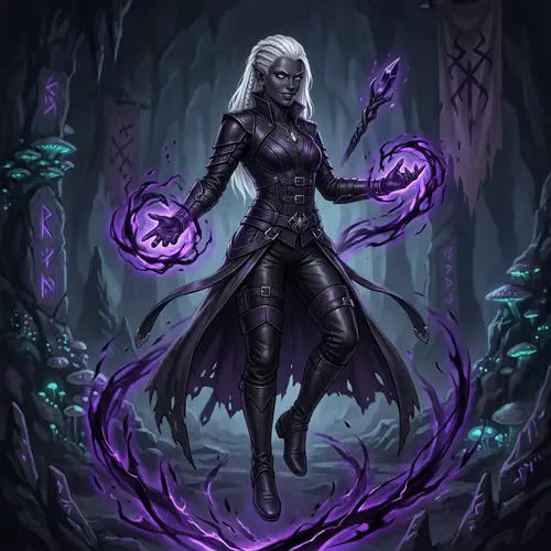 HD D&D Evil Female Drow Sorcerer Portrait