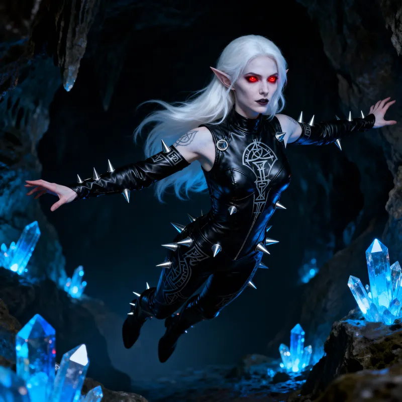 HD D&D Evil Female Drow Sorcerer Portrait