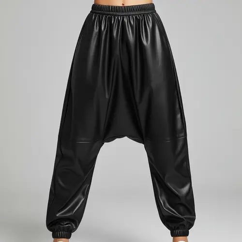 Stylish Black Faux Leather Balloon Pants