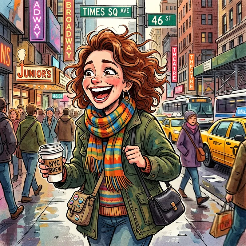 Lively Cartoonish Woman in NYC Street Shot Lively Cartoonish Woman in NYC Street Shot