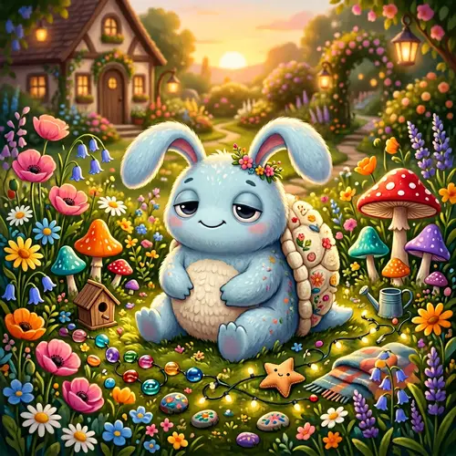 Cute Cartoon-Style Artwork Featuring Blue Creature