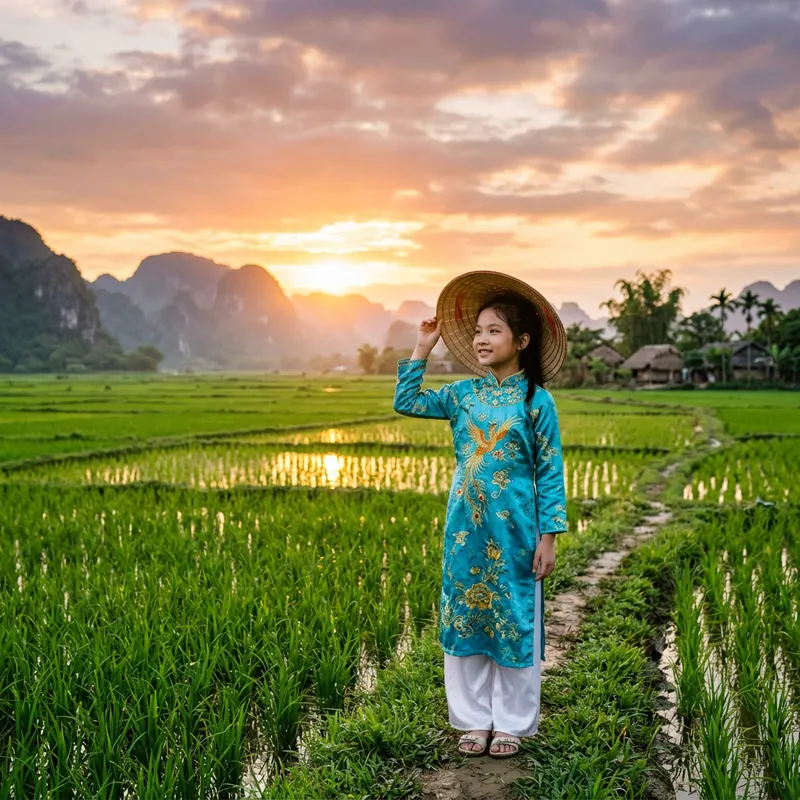 Vietnamese Girl in Traditional Ao Dai Dress Vietnamese Girl in Traditional Ao Dai Dress