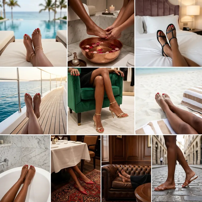 Elegant Brown Complexion Feet with Red Nail Polish