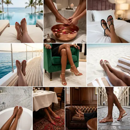 Elegant Brown Complexion Feet with Red Nail Polish