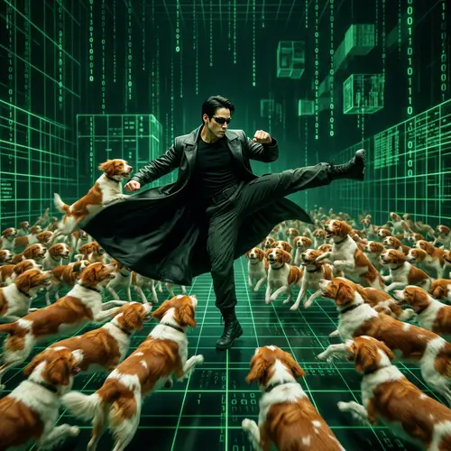 Epic Battle: Martial Artist vs Pack of Dogs in Digital World