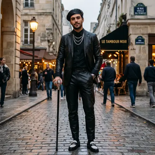 Stylish Black Leather Outfit for Modern Elegance