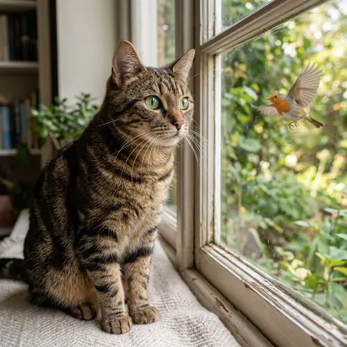 Tabby Cat with Unique Swirl Pattern and Emerald-Green Eyes