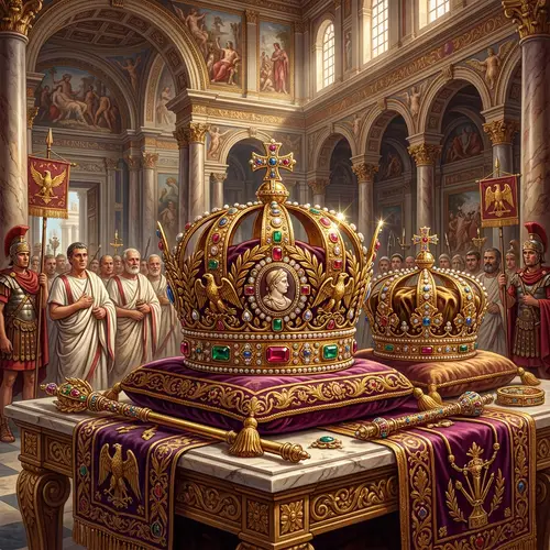 Majestic Ancient Rome Imperial Gold Crowns with Gemstones