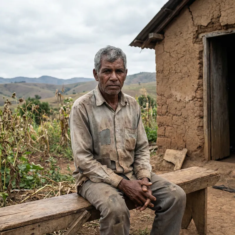 Portrait of Financial Struggle: Poor Man