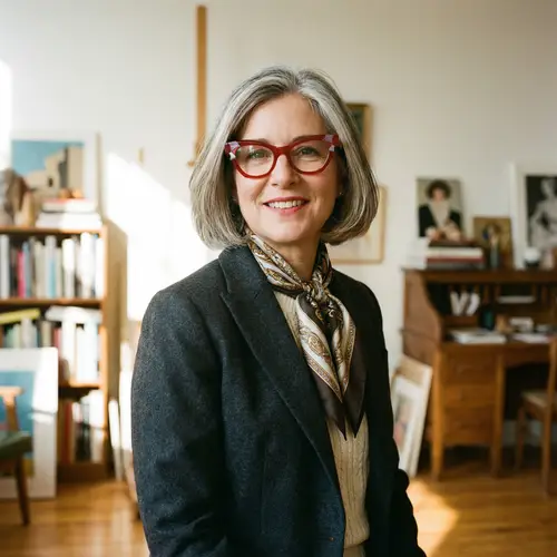 Stylish Woman in 50s with Red Glasses | Fashion Statement