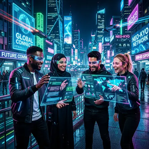 Futuristic Sci-Fi Scene: Impact of Technology on Communication