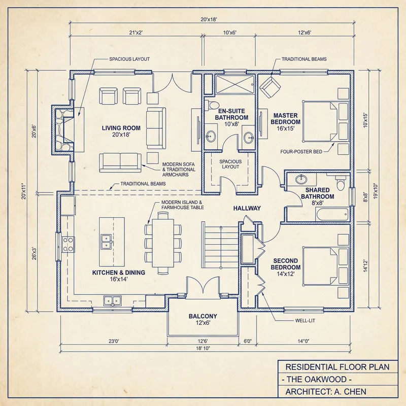 Modern 2 Bedroom Floor Plan | Interior Design Layout