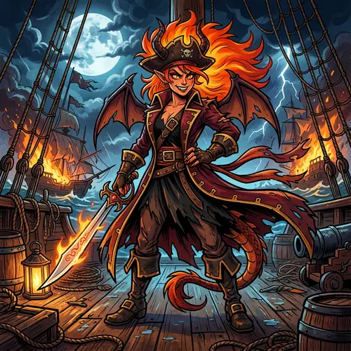 Demon Nami - Vibrant Illustration Inspired by Toei Animation Style