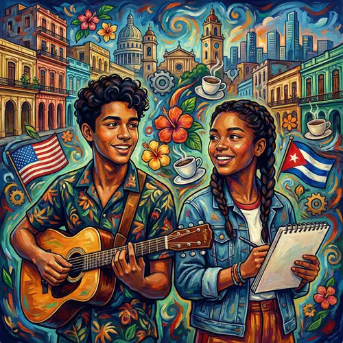 Cultural Exchange & Connection: Cuban-American Teenagers in Vibrant Art
