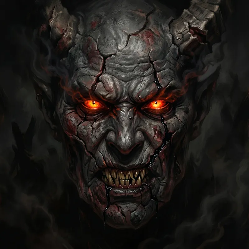 Rugged Demon Face - Fearsome and Potent
