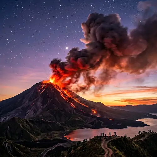 Awe-Inspiring Active Volcano in Twilight Sky