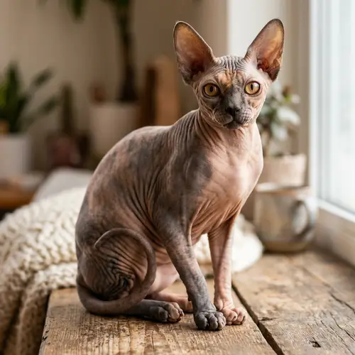 Graceful Hairless Cat - Captivating Images of Unique Feline