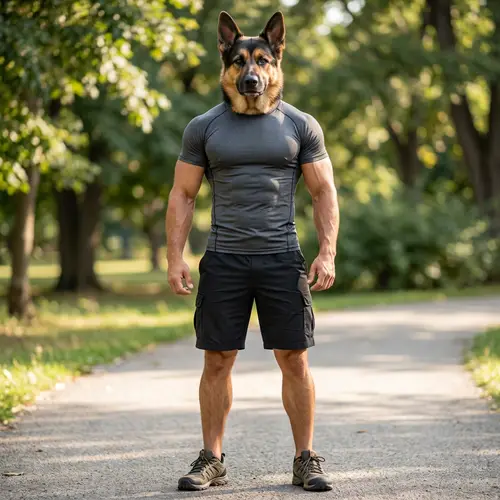 Muscular Man-Dog Hybrid: Strong & Confident Anthro Being