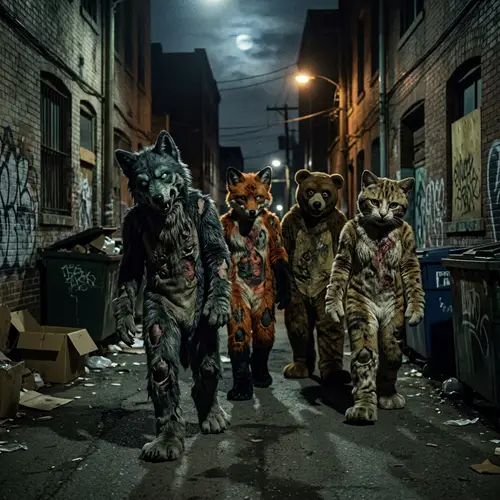 Spooky Zombified Fursuiters - Eerie Animal Costumes