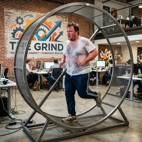 Hilarious Hamster Wheel Hustle: Marketing Metaphor Unveiled