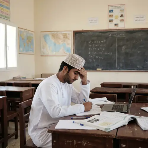 Engrossed Omani Student in Classroom - Study Scene Capture