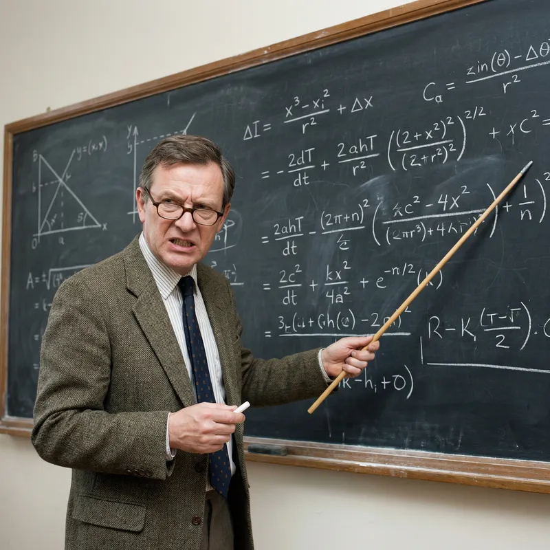 British Male Teacher Engaged in Complex Subject Explanation