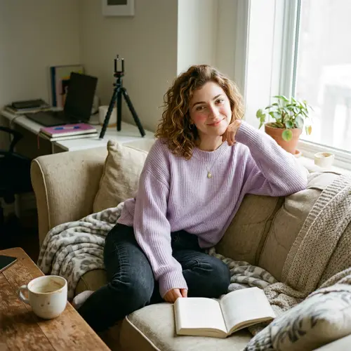 Playful Greek-Canadian Beauty in Cozy Setting