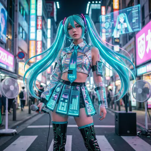 Miku-Inspired Costume for Young Woman | Futuristic Pop Star Look