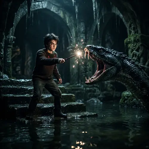 Wizard Battle in Watery Lair - Epic Showdown with Serpent