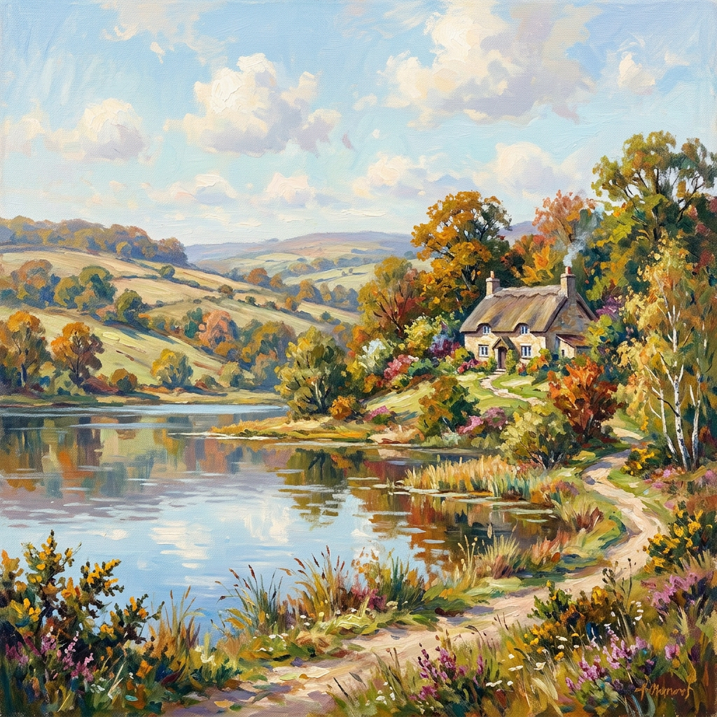 Tranquil Countryside Landscape Painting | Impressionist Art | AI