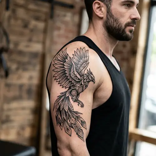 Geometrical Phoenix Tattoo for Men | Unique Designs