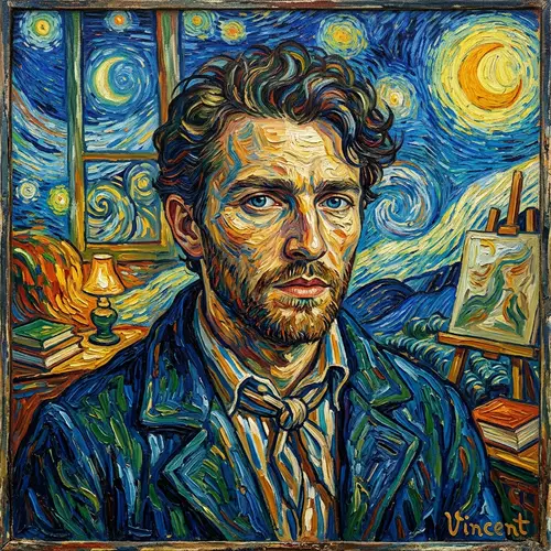 Van Gogh Style Self-Portrait Oil Painting