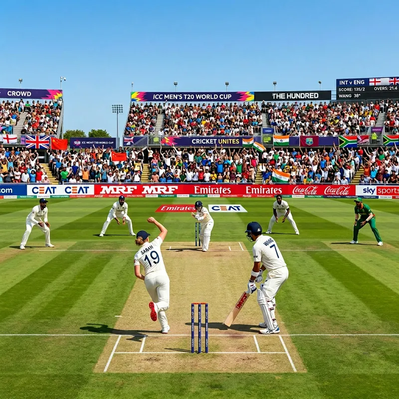 Diverse Cricket Match on Expansive Green Field - Global Spectacle Diverse Cricket Match on Expansive Green Field - Global Spectacle