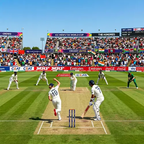 Diverse Cricket Match on Lush Green Field - Global Competition