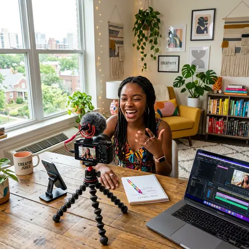 Young Black Female Vlogger Creating Video | Vlogging Tips