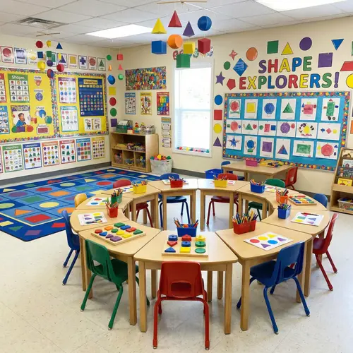 Colorful Second Preschool Classroom with Educational Shapes