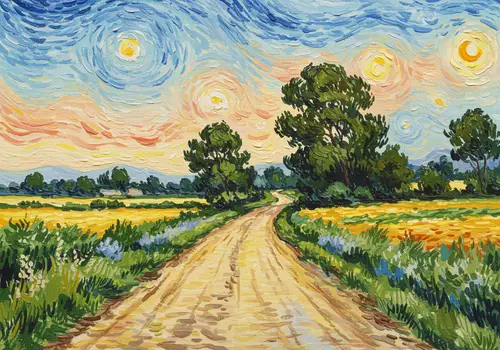 Vincent Van Gogh's Country Road Watercolor Painting