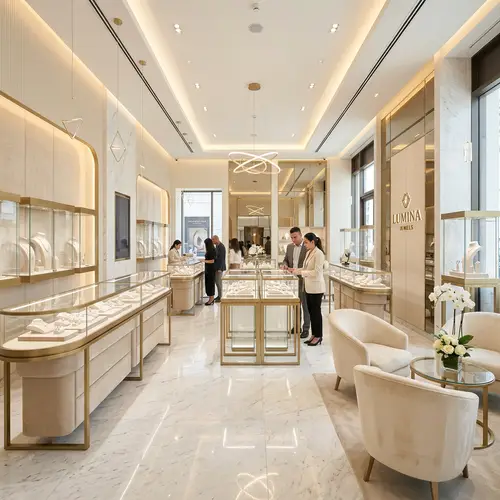 Elegant Light Theme Jewelry Showroom Designs
