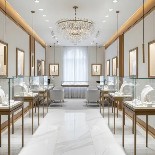 Elegant Light Theme Jewelry Showroom Designs