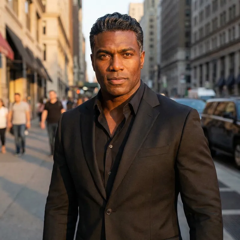 Intimidating African Man with Perfect Physique at Sunset Intimidating African Man with Perfect Physique at Sunset