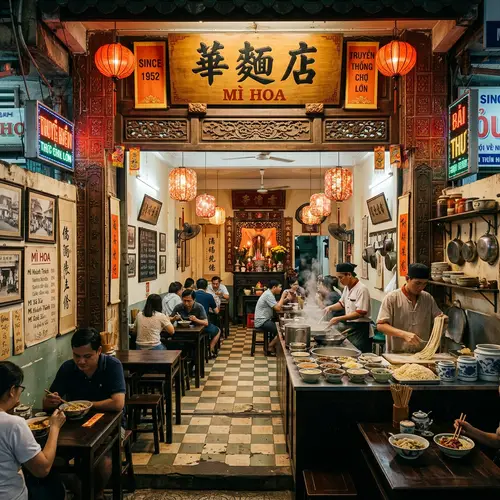 Historic Chinese Noodle Shop in Chợ LỚn - Mì Hoa