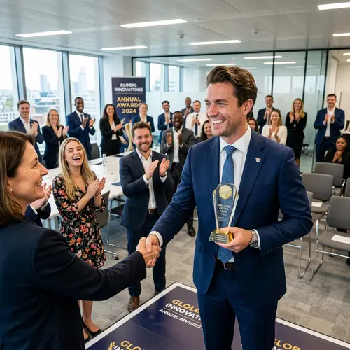 Employee Award Ceremony in a Bright Office