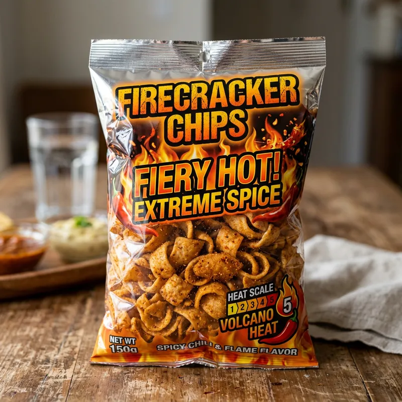 Transparent Spicy Chips Packet - Delicious Crispy Snack