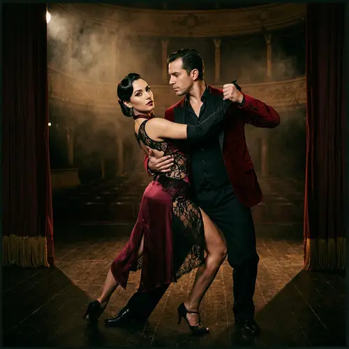 Sensual Asymmetrical Red Dress with Bold Accessories