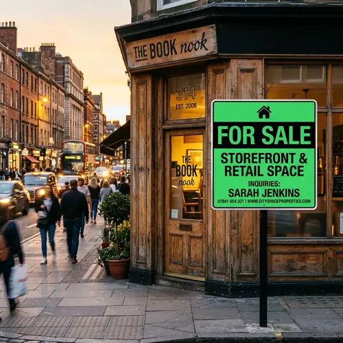Bright Green Spotify-Styled 'For Sale' Sign in City | Buy Now!