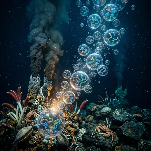 Undersea Biological Spectacle: RNA & Protein Structures Inside Bubbles