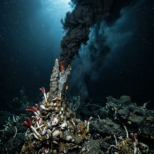 Hydrothermal Vent Illustration - Submerged Torch-Shaped Vent